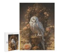 500 PCS Rompecabezas para Adolescentes Snowy Owl in Floral Setting Rompecabezas para Adultos Juegos Divertidos Regalo De Cumpleaños Cumpleaños Y Navidad 500 PCS