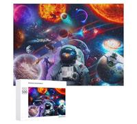 500 PCS Rompecabezas para Adolescentes Space Exploration Astronaut Amidst Planets and Stars Rompecabezas para Adultos Juego Práctico Desafío Difícil Cumpleaños Y Navidad 500 PCS