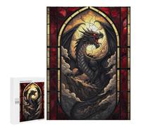 500 PCS Rompecabezas para Adolescentes Stained Glass Dragon Rompecabezas para Adultos Regalos De Cumpleaños Juego Familiar Apto para Personas De 14 Años En Adelante 500 PCS