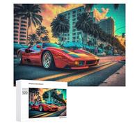 500 PCS Rompecabezas para Adolescentes Sunset Drive Vibrant Cityscape with Sports Car Rompecabezas para Adultos Juguetes Antiestrés Regalo De Cumpleaños Regalo De Cumpleaños, Regalos, 500 PCS