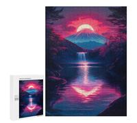 500 PCS Rompecabezas para Adolescentes Sunset Mountain Waterfall Mount Fuji Japanese Rompecabezas para Adultos Juegos Relajantes Que Mejoran La Memoria Actividades Divertidas En Casa 500 PCS