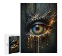 500 PCS Rompecabezas para Adolescentes Surreal Eye with Golden Tears Rompecabezas para Adultos Juego Práctico Difícil Interacción Entre Padres E Hijos 500 PCS