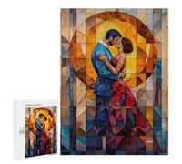 500 PCS Rompecabezas para Adolescentes The Kiss Stained Glass Mosaic Artwork Rompecabezas Juegos Relajantes Desafío Difícil Desafiante De Completar 500 PCS
