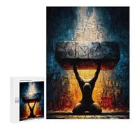 500 PCS Rompecabezas para Adolescentes The Weight of The Name - Kneeling Figure Under Sacred Stone Rompecabezas Juegos Relajantes Pero Divertidos Y Humorísticos Cumpleaños Y Navidad