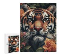 500 PCS Rompecabezas para Adolescentes Tiger Face Floral Animal Rompecabezas para Adultos Juguetes Antiestrés Decoración De Pared Diversión Actividades En Casa, 500 PCS