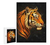 500 PCS Rompecabezas para Adolescentes Tiger Head Profile on Dark Background Rompecabezas para Adultos Juegos Divertidos Regalo De Cumpleaños Cumpleaños Y Navidad 500 PCS