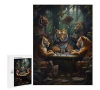 500 PCS Rompecabezas para Adolescentes Tigers Playing Poker in The Jungle-1 Rompecabezas para Adolescentes Juguetes Antiestrés Vacaciones En Casa Matar El Tiempo Desafío Educativo 500 PCS