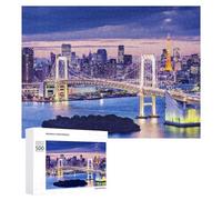 500 PCS Rompecabezas para Adolescentes Tokyo Cityscape with Rainbow Bridge Rompecabezas para Adultos Juego Familiar Análisis Y Lógica Regalos para Reducir El Estrés 500 PCS