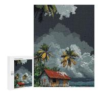 500 PCS Rompecabezas para Adolescentes Tropical Island Hut with Stormy Sky Rompecabezas para Adultos Juegos De Relajación Decoración De Pared Ayuda A Ejercitar El Cerebro 500 PCS