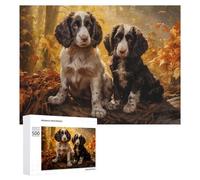 500 PCS Rompecabezas para Adolescentes Two English Springer Spaniels in Autumn Forest Rompecabezas para Adultos Juego Práctico Montaje De Patrones Cumpleaños Y Navidad 500 PCS