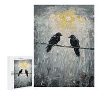 500 PCS Rompecabezas para Adolescentes Two Ravens on A Wire Painting Rompecabezas para Adultos Juguetes Antiestrés Decoración De Pared Diversión Actividades En Casa, 500 PCS