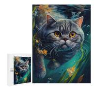 500 PCS Rompecabezas para Adolescentes Underwater Cat 4 Rompecabezas para Adultos Juegos Familiares Desafío Difícil Ayuda A Ejercitar El Cerebro 500 PCS