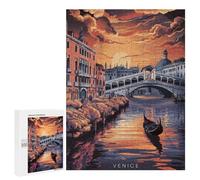 500 PCS Rompecabezas para Adolescentes Venice Sunset Gondola Rompecabezas para Adultos Juegos Familiares Mejora La Memoria Regalos para Amigos Y Familiares 500 PCS