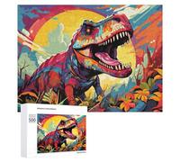 500 PCS Rompecabezas para Adolescentes Vibrant Dinosaur Artwork Rompecabezas para Adolescentes Juguetes Antiestrés Vacaciones En Casa Matar El Tiempo Desafío Educativo 500 PCS