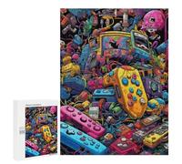 500 PCS Rompecabezas para Adolescentes Vibrant Retro Gaming Controllers Rompecabezas para Adultos Juego Práctico Desafío Difícil Cumpleaños Y Navidad 500 PCS