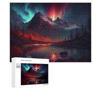 500 PCS Rompecabezas para Adolescentes Volcanic Aurora Reflections Rompecabezas para Adolescentes Juguetes Antiestrés Vacaciones En Casa Matar El Tiempo Desafío Educativo 500 PCS