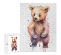 500 PCS Rompecabezas para Adolescentes Watercolor Baby Bear Cub Rompecabezas para Adultos Juegos Familiares Corte De Precisión Difícil Y Desafiante 500 PCS