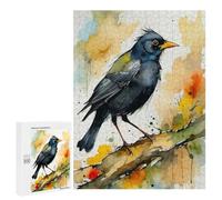 500 PCS Rompecabezas para Adolescentes Watercolor Eurasian Blackbird on Branch Rompecabezas para Adultos Juguetes Antiestrés Decoración De Pared Diversión Actividades En Casa, 500 PCS