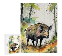 500 PCS Rompecabezas para Adolescentes Watercolor Wild Boar Rompecabezas para Adultos Juego Práctico Difícil Interacción Entre Padres E Hijos 500 PCS