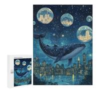 500 PCS Rompecabezas para Adolescentes Whale Dreams in City Lights-1 Rompecabezas para Adolescentes Difíciles Cada Pieza Es Única - Regalo De Cumpleaños, Regalos, 500 PCS