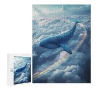 500 PCS Rompecabezas para Adolescentes Whale Flying Through Clouds with Rainbow Rompecabezas para Adultos Juego Práctico Difícil Interacción Entre Padres E Hijos 500 PCS