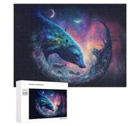500 PCS Rompecabezas para Adolescentes Whale in Cosmic Dreamscape Rompecabezas para Adultos Juego Práctico Desafío Difícil Cumpleaños Y Navidad 500 PCS