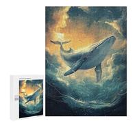 500 PCS Rompecabezas para Adolescentes Whale in Dreamy Ocean Scene Rompecabezas para Adultos Juegos De Relajación Decoración De Pared Ayuda A Ejercitar El Cerebro 500 PCS