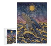 500 PCS Rompecabezas para Adolescentes Whale in Ocean with Golden Sun Rompecabezas para Adultos Juego Práctico Difícil Interacción Entre Padres E Hijos 500 PCS