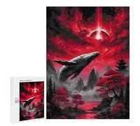 500 PCS Rompecabezas para Adolescentes Whale in Red Japanese Landscape Rompecabezas para Adultos Juego Práctico Difícil Interacción Entre Padres E Hijos 500 PCS