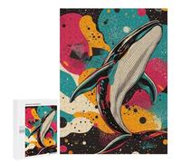 500 PCS Rompecabezas para Adolescentes Whale in Space Majestic Whale Pop Art Vibrant and Dynamic Whale Design Rompecabezas para Adultos Juegos Relajantes Mejora La Memoria Interacción Entre Padres E