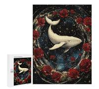 500 PCS Rompecabezas para Adolescentes Whale Roses Galaxy Art Print-2 Rompecabezas para Adultos Análisis Y Lógica Cada Pieza Es Única - Juegos De Ingenio para La Familia 500 PCS