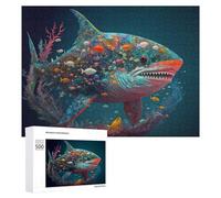 500 PCS Rompecabezas para Adolescentes Whale Shark in A Sea of Colorful Fish Rompecabezas para Adultos Juego Práctico Desafío Difícil Cumpleaños Y Navidad 500 PCS