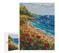 500 PCS Rompecabezas para Adolescentes Where Poppies Meet The Waves Rompecabezas para Adolescentes Desafío Difícil Desafío Educativo Diversión Familiar Y Noche De Juegos 500 PCS