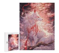 500 PCS Rompecabezas para Adolescentes White Kitsune of Sakura Rompecabezas para Adultos Juegos Familiares Mejora La Memoria Regalos para Amigos Y Familiares 500 PCS