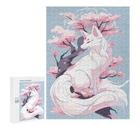 500 PCS Rompecabezas para Adolescentes White Kitsune Sakura Tree Rompecabezas para Adultos Juegos Familiares Mejora La Memoria Regalos para Amigos Y Familiares 500 PCS