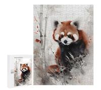 500 PCS Rompecabezas para Adolescentes Wild Red Panda Ink Wash Rompecabezas para Adultos Juegos Familiares Mejora La Memoria Regalos para Amigos Y Familiares 500 PCS