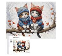 500 PCS Rompecabezas para Adolescentes Winter Cats in Cozy Hats Rompecabezas para Adultos Juguetes Antiestrés Regalo De Cumpleaños Regalo De Cumpleaños, Regalos, 500 PCS