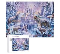 500 PCS Rompecabezas para Adolescentes Winter Fantasy Wolves in Snowy Forest Rompecabezas para Adultos Juegos Familiares Regalo De Cumpleaños Diversión En Casa Actividades, 500 PCS