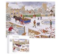500 PCS Rompecabezas para Adolescentes Winter Village Scene with Children Playing Rompecabezas para Adultos Juguetes Antiestrés Regalo De Cumpleaños Regalo De Cumpleaños, Regalos, 500 PCS