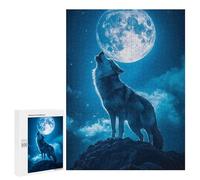 500 PCS Rompecabezas para Adolescentes Wolf Howling at The Moon Rompecabezas para Adultos Regalos De Cumpleaños Juego Familiar Apto para Personas De 14 Años En Adelante 500 PCS