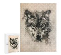 500 PCS Rompecabezas para Adolescentes Wolf in Charcoal Portrait Rompecabezas para Adultos Juguetes Antiestrés Desafío Difícil Cumpleaños