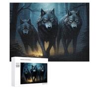 500 PCS Rompecabezas para Adolescentes Wolf Pack in Moonlit Forest -1 Rompecabezas para Adolescentes Juguetes Antiestrés Vacaciones En Casa Matar El Tiempo Desafío Educativo 500 PCS