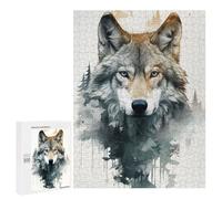 500 PCS Rompecabezas para Adolescentes Wolf Watercolor Rompecabezas para Adultos Juegos Familiares Desafío Difícil Ayuda A Ejercitar El Cerebro 500 PCS