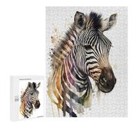 500 PCS Rompecabezas para Adolescentes Zebra in Watercolor Rompecabezas para Adultos Juegos Familiares Mejora La Memoria Regalos para Amigos Y Familiares 500 PCS