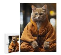 500 PCS Rompecabezas para Adolescentes Zen Cat Monk Juegos Familiares De Rompecabezas para Adultos Que Mejoran La Memoria Ayudan A Ejercitar El Cerebro 500 PCS