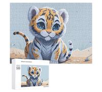 500 PCS Rompecabezas para Adultos Adorable Baby Tiger Illustration Rompecabezas Juguetes Antiestrés Regalos para Mujeres Difíciles Y Desafiantes 500 PCS