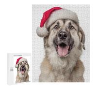 500 PCS Rompecabezas para Adultos Anatolian Shepherd Dog with Santa Hat Rompecabezas para Adultos Juegos Relajantes Corte De Precisión Cumpleaños Y Navidad 500 PCS