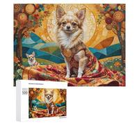 500 PCS Rompecabezas para Adultos Artistic Chihuahua in Vibrant Dress Rompecabezas para Adultos Juegos De Relajación Regalo De Cumpleaños Cumpleaños Y Navidad 500 PCS