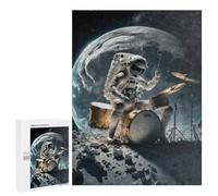 500 PCS Rompecabezas para Adultos Astronaut Drummer on The Moon Rompecabezas para Adultos Juguete Decoración De Pared Pero Divertido Y Humorístico Desafiante De Completar 500 PCS