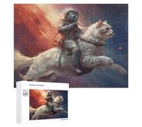 500 PCS Rompecabezas para Adultos Astronaut Riding A Giant Cat in Space Rompecabezas Juguetes Antiestrés Regalos para Mujeres Difíciles Y Desafiantes 500 PCS